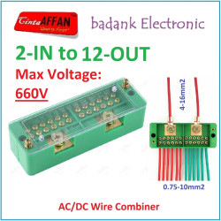 AC/DC Wire Combiner (2-IN to 12-OUT) Junction Box Solar Panel Surya
